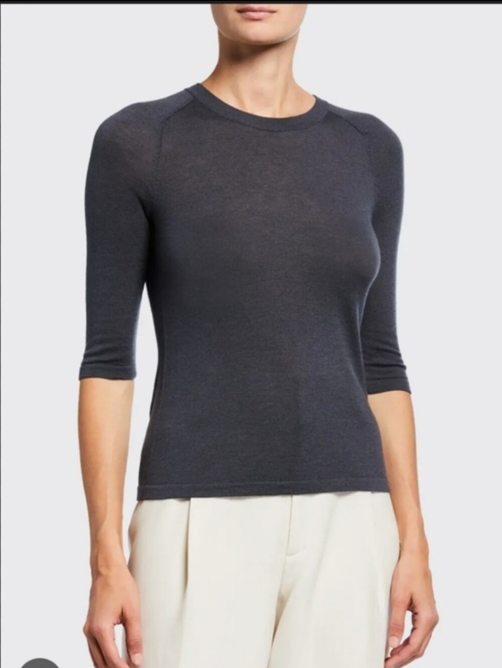 Vince Charcoal Wool Cashmere Knit Crewneck Top